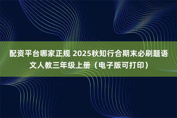配资平台哪家正规 2025秋知行合期末必刷题语文人教三年级上册（电子版可打印）